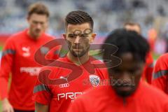 3.Liga - Saison 2022/2023 - TSV 1860 München - FC Ingolstadt 04 - Die Spieler betreten das Spielfeld zum warm machen Visar Musliu (Nr.16 - FCI) -  Foto: Meyer Jürgen