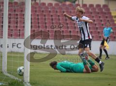 *Bayernliga Nord - Saison 2026/27 - FC Ingolstadt 04 II - FSV Stadeln - Patrick Bachmann (Nr.11 - FCI II) schiesst ein Tor - jubel - Tugay Akbakla TW Stadeln - Foto: Meyer Jürgen