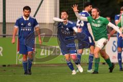 Kreisliga - Saison 2023/2024 - FC Gerolfing - TSV Ober/Unterhaunstadt - Der 2:0 Führungstreffer durch Bastian Heigl grün Gerolfing - jubel - David Polster blau Oberhaunstadt  - Foto: Meyer Jürgen