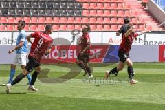 3. Liga - FC Ingolstadt 04 - TSV 1860 München - Marc Stendera (10, FCI) überwindet Torwart Kretzschmar Tom (40, 1860) und erzielt das 2:0 Schuß Tor Jubel Fatih Kaya (9, FCI) Robin Krauße (23, FCI)