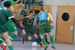 Lotto - Hallen - Bayerncup -  Saison 2022/2023 - TSV Jetzendorf - SV Denkendorf -  Andras Nemeth blau #2 Jetzendorf - Jonas Löffler grün Denkendorf - Foto: Meyer Jürgen