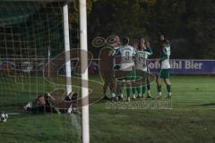 Landesliga - Saison 2025/26 - SV Manching - TSV Hollenbach - Der 3:0 Führungstreffer durch Rainer Meisinger (Nr.8 - SV Manching) - jubel - Hartmann Florian Torwart Hollenbach - Foto: Meyer Jürgen