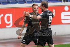 3. Liga - MSV Duisburg - FC Ingolstadt 04 - Tor Jubel Marcel Gaus (19, FCI) mit Filip Bilbija (35, FCI)