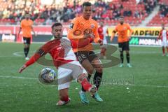 2024_1_20 - 3. Liga - Saison 2023/24 - HallescherFC - FC Ingolstadt 04 -  - Marcel Costly (Nr.22 - FC Ingolstadt 04) - Nico Hug (Nr.22 - HallescherFC ) - Foto: Meyer Jürgen