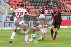 2.BL; FC Ingolstadt 04 - 1. FC Nürnberg - Kampf um den Ball Dennis Eckert Ayensa (7, FCI) Sörensen Asger (4 , 1.FCN) Valentini Enrico (22 , 1.FCN)