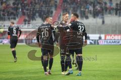 2.BL; FC Ingolstadt 04 - Erzgebirge Aue; Tor Jubel Treffer Patrick Schmidt (32, FCI) Christian Gebauer (22, FCI) Florian Pick (26 FCI)