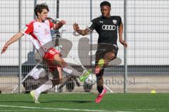 B-Junioren Bundesliga  - Saison 2023/24 - B-Junioren - FC Ingolstadt 04 - FC Bayern München - Ndukwu Dickson schwarz FCI - Schäder Luis weiss München - Foto: Meyer Jürgen