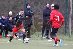 Bezirksliga - 2022/2023 - FC Fatih Ingolstadt - SpVgg Feldmoching - Peter Veit schwarz Fatih - Michael Appiah rot Feldmoching - Foto: Meyer Jürgen