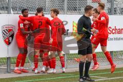 A - Junioren Bundesliga Süd/Südwest -  Saison 2021/2022 - FC Ingolstadt 04 - Heidenheim - Der 1:0 Führungstreffer durch Udebuluzor Michael (#21 FCI) - Jubel - Nuhanovic Leon (#11 FCI) - Perconti Jonas (#2 FCI) - Foto: Meyer Jürgen