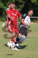 Testspiel - Bezirksliga - Saison 2025/26 - TSV Ober./Unterhaunstadt - Türkisch Ingolstadt  - Avni Avdijaj rot Türkisch  - Enes Erdogan weiss Ober./Unterh.stadt - Foto: Meyer Jürgen