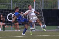 Freundschaftsspiel - Saison 2024/25 - FC Ingolstadt 04 II - TSV Rain/Lech  - Aurel Kuqanaj (Nr.27 - FCI U21) - Huck Lukas blau Rain/Lech - Foto: Meyer Jürgen