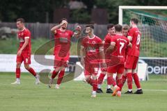 Landesliga - Saison 2024/25 - SV Manching - FSV Pfaffenhofen - Der 1:1 Ausgleichstreffer durch Jonas Redl rot Pfaffenhofen  - jubel- - Foto: Meyer Jürgen