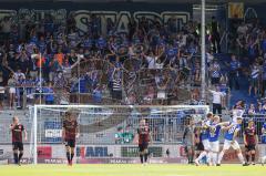 2.BL; SV Darmstadt 98 - FC Ingolstadt 04 - Tor für Darmstadt, Fans jubeln feiern, hängende Köpfe bei Ingolstadt, Michael Heinloth (17, FCI) Merlin Röhl (34, FCI) Marc Stendera (10, FCI) Torwart Fabijan Buntic (24, FCI) Denis Linsmayer (23, FCI)