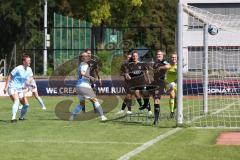 2. Fußball-Liga - Frauen - Saison 2023/2024 - FC Ingolstadt 04 - SG 99 Andernach - Der 0:1 Führungstreffer durch Kathrin Schermuly (Nr.5 - Andernach) - jubel - Torwart Anna-Lena  Daum (Nr.22 - FCI Frauen) - Andrea Heigl (Nr.5 - FCI Frauen) - Foto: Meyer J