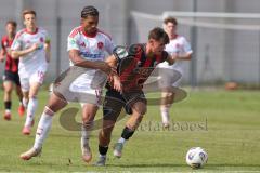 *** A-Junioren Bundesliga  - Saison 2025/26 - A-Junioren - FC Ingolstadt 04 - 1. FC Nürnberg - Hengmith Timo rot FCI - Taye Kirubel weiss Nürberg - Foto: Meyer Jürgen