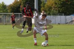 *** Bayernliga Nord - Saison 2025/26 - FC Ingolstadt 04 II - ATSV Erlangen - Jason Osei Tutu (Nr.11 - FC Ingolstadt II) - Lukas Kuschka weiss Erlangen - Foto: Meyer Jürgen