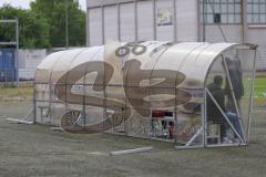 Bayernliga Nord - Saison 2024/25 - FC Ingolstadt 04 II - ATSV Erlangen - Spielerbank mit beschädigten Dach - Plexiglas - XXXXX - Foto: Meyer Jürgen
