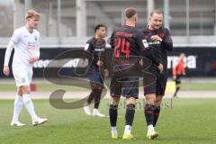 3. Liga - Testspiel - Saison 2025/26 - FC Ingolstadt 04 - SSV 1846 Ulm - Mattis Hoppe (Nr.2 - FCI) schiesst den 1:0 Führungstreffer - jubel - Christensen Gustav (Nr.24 - FCI)- Foto: Meyer Jürgen
