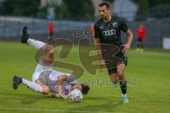 Bayernliga Süd - Saison 2021/2022 - FC Ingolstadt 04 II - SV Donaustauf - Görtler Patrick (#9 FCI) - Fabian Vogl weiss #3 Donaustauf - Foto: Meyer Jürgen