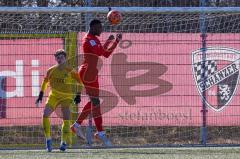 A - Junioren Bundesliga Süd/Südwest -  Saison 2021/2022 - FC Ingolstadt 04 - FC Bayern München - Bock Julian Torwart (#33 FCI) - Nduka Donald (#4 FCI) - Foto: Meyer Jürgen