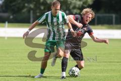 Landesliga - Saison 2025/26 - SV Manching - FC Sonthofen - Fabian  Neumayer (Nr.9 - SV Manching) - Schmölz Tobias schwarz Sonthofen - Foto: Meyer Jürgen