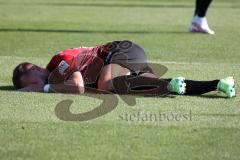 Freundschaftsspiel - Saison 2022/2023 - FC Ingolstadt 04 -  SpVgg Bayreuth - David Kopacz (Nr.29 - FCI) verletzt am Boden - Foto: Meyer Jürgen