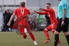 Bayernliga Nord - Saison 2023/24 - FC Ingolstadt 04 II - SC Eltersdorf-  Der 0:1 Führungstreffer durch - Benedikt Schwarzensteiner (Nr.4 - FCI) - jubel -  - Mario Götzendorfer (Nr.23 - FCI) - Foto: Meyer Jürgen