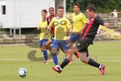 Bayernliga Nord - Saison 2024/25 - Freundschaftsspiel - FC Ingolstadt 04 II - FC Pipinsried - Florian Pollak (Nr.14 - FCI U21) - Mario Götzendörfer gelb Pipinsried  - Foto: Meyer Jürgen