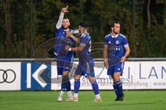 Kreisliga - Saison 2023/2024 - FC Gerolfing - TSV Ober/Unterhaunstadt - Der 2:1 Anschlusstreffer per Freistoß durch Ramazan Kurnaz blau Oberhaunstadt  jubel - Foto: Meyer Jürgen