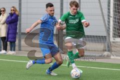 2024_2_17 - Saison 2023/24 - AUDI-Schanzer Amateur Cup - SV Hundszell - FC Gerolfing - Finale - Timo Kraus grün Gerolfing - Manuel Wittmann blau Hundszell - Foto: Meyer Jürgen