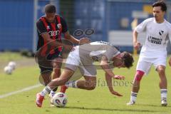 *** Bayernliga Nord - Saison 2025/26 - FC Ingolstadt 04 II - ATSV Erlangen - Micah Ham (Nr.25 - FC Ingolstadt II) - Lukas Kuschka weiss Erlangen - Foto: Meyer Jürgen