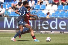 3. Liga - Saison 2025/26 - TSG Hoffenheim II - FC Ingolstadt 04  - Kelven Frees (Nr.5 - TSG Hoffenheim II) - Marcel Costly (Nr.22 - FCI) - Foto: Meyer Jürgen
