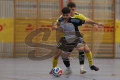 Lotto Bayern Hallencup - Saison 2024/25 - FC Hitzhofen/Oberzell - TSV Ober./Unterhaunstadt- Mchael Kraft gelb Hitzhofen  - Baran Cakir grau Ober/Unterhaunstadt - Foto: Meyer Jürgen