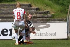 2. Fußball-Liga - Frauen - Saison 2022/2023 - FC Ingolstadt 04 - 1. FC Nürnberg - Alina Mailbeck (Nr.8 - FCI Frauen) - #Scholz Marina weiss Nürnberg rechts - Bogenschütz Kerstin  weiss Nürnberg - Foto: Meyer Jürgen