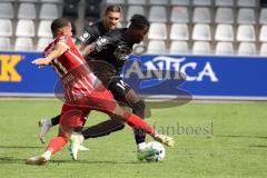 3.Liga - Saison 2022/2023 - SC Freiburg II - FC Ingolstadt 04 - Daniels Kyereh (Nr.11 - SC Freiburg II) - Hans Nunoo Sarpei (Nr.14 - FCI) -  - Foto: Meyer Jürgen