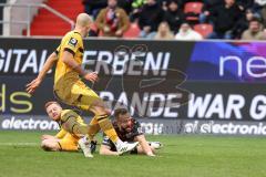 3. Liga; FC Ingolstadt 04 - SG Dynamo Dresden; David Kopacz (29, FCI) Kraulich Tobias (33 DD) Hauptmann Niklas (27 DD)