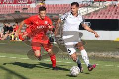 Bayernliga Süd - Saison 2022/2023 - FC Ingolstadt 04 -  TSV Dachau - Gashi Egson (Nr.9 - Fc Ingolstadt 04 II) - Kelmendi Arijanit weiss Dachau - Foto: Meyer Jürgen