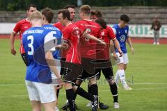 Kreisklasse -  Saison 2023/2024 - DJK Ingolstadt - FC Tegernbach - Der 0:1 Führungstreffer durch Thomas Maier rot Tegernbach - jubel - Christoph Ratberger rot rechts Tegernbach - Foto: Meyer Jürgen