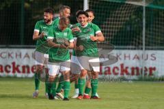 Kreisliga - Saison 2023/24 - Relegation zur BZL - FC Gerolfing - SVA Palzing -  Der 3:0 Führungstreffer durch Anastasios Porfyriadis  grün Gerolfing - jubel - Tor - Foto: Meyer Jürgen