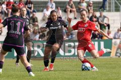 2. Bundesliga Frauen - Saison 2023/24 - FC Ingolstadt 04 Frauen - FC Bayern München II - Lucie Spielmann (Nr.17 - FCI) - Rintzner Paula schwarz Bayern - Foto: Meyer Jürgen