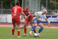 2. Fußball-Liga - Frauen - Saison 2023/2024 - FC Ingolstadt 04 - SC Sand - Anna-Lena Härtl (Nr.4 - FCI Frauen) - Loving Emma weiss Sand - Paula Vidovic (Nr.11 - FCI Frauen) - Foto: Meyer Jürgen