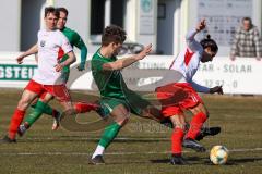 Bezirksliga OBB Nord - SV Manching - FC Schwabing München - Tobias Lang (#5 Manching) - Busch Bastian weiss Schwabing - Foto: Jürgen Meyer