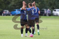 Kreisliga - Saison 2023/2024 - SV Menning - FC Mindelstetten - Simon Wolfsfellner blau Menning schiesst den 1:0 Führungstreffer - jubel - Foto: Meyer Jürgen