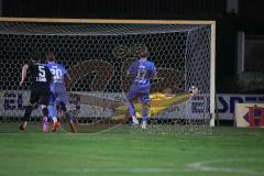 Landesliga - Saison 2026/27 - SV Manching - VFB Durach - Der 0:1 Führungstreffer per Elfmeter durch Tobias Seger blau Durach  - jubel - Valentin Puhar TW Manching - Foto: Meyer Jürgen