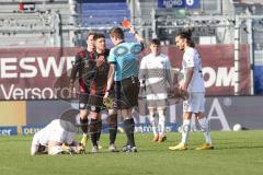 3. Liga - SV Wehen Wiesbaden - FC Ingolstadt 04 - rote Karte wegen Foul an Marc Stendera (10, FCI) Kempe Dennis (25 SVW)