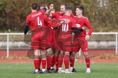 2023_11_5 - Kreisklasse - Saison 2023/24 - TSV Lenting - SV Eitensheim  -  Der 0:1 Führungstreffer durch - Tobias Dietze rot Eitensheim - jubel - Foto: Meyer Jürgen