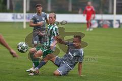 Landesliga - Saison 2025/26 - SV Manching - TSV Jetzendorf - Nico Daffner (Nr.14 - SV Manching) - Stefan Stöckl grau Jetzendorf - Foto: Meyer Jürgen