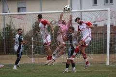 Kreisliga- Saison Saison 2026/27 - SV Türkisch Ingolstadt - TSV Ober./Unterhaunstadt -  Ali Cakmakci TW Ober./Unterh.stadt  - Fabio Udella grau Ober./Unterh.stadt  - Emre Erdogan weiss Türkisch rechts - Foto: Meyer Jürgen
