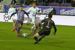 2. Fußball-Liga - Saison 2021/2022 - FC Erzgebirge Aue - Ingolstadt 04 - Stefan Kutschke (#30 FCI) - Männel Martin Torwart Aue - Foto: Meyer Jürgen