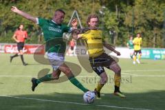 Kreisliga - Saison 2023/2024 - FC Gerolfing - FC Hitzhofen/Oberzell - Stefan Schmid grün Gerolfing - Vincent Eichhorn
 gelb Hitzhofen - Foto: Meyer Jürgen